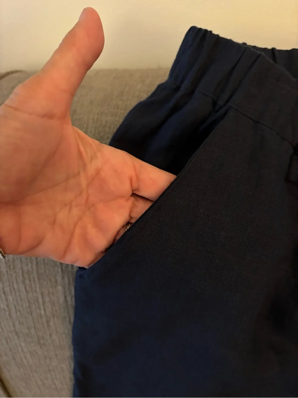 Quince Navy blue linen pants